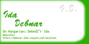 ida debnar business card